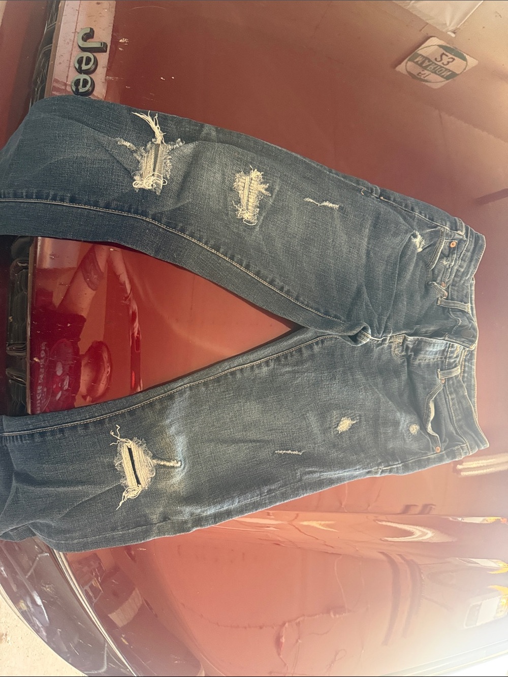 Aeropostale Men's Distressed Blue Jeans - Slim Straight